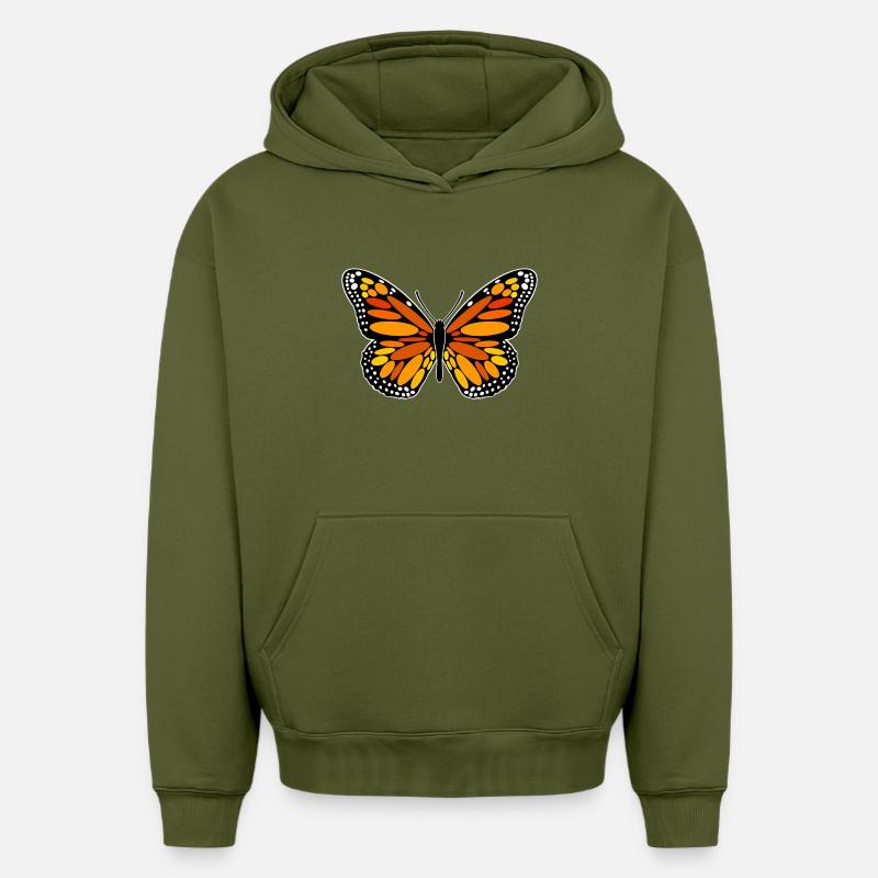 Papillon monarque - Sweat à capuche unisexe oversize épais SPREAD - kaki