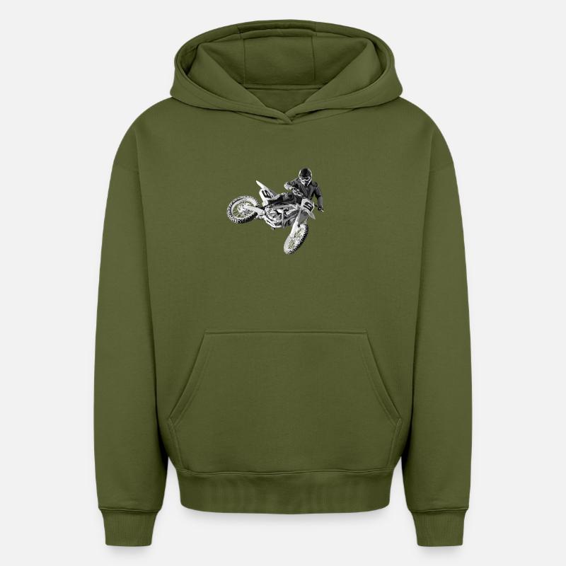 motocross - Sweat à capuche unisexe oversize épais SPREAD - kaki