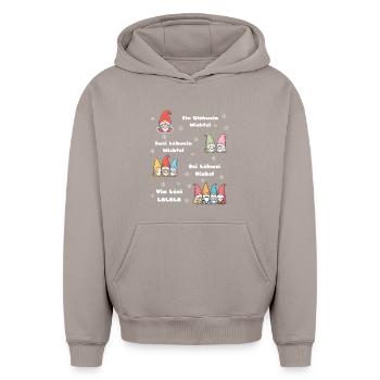 Christmas Wichtel Glühwein - Oversized Heavyweight Unisex Hoodie - Taupe - Vorne - AI Model Female 172 light (172cm) & AI Model Male 185 light (185cm)