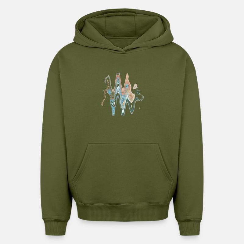 Design rétro 20e - Sweat à capuche unisexe oversize épais SPREAD - kaki