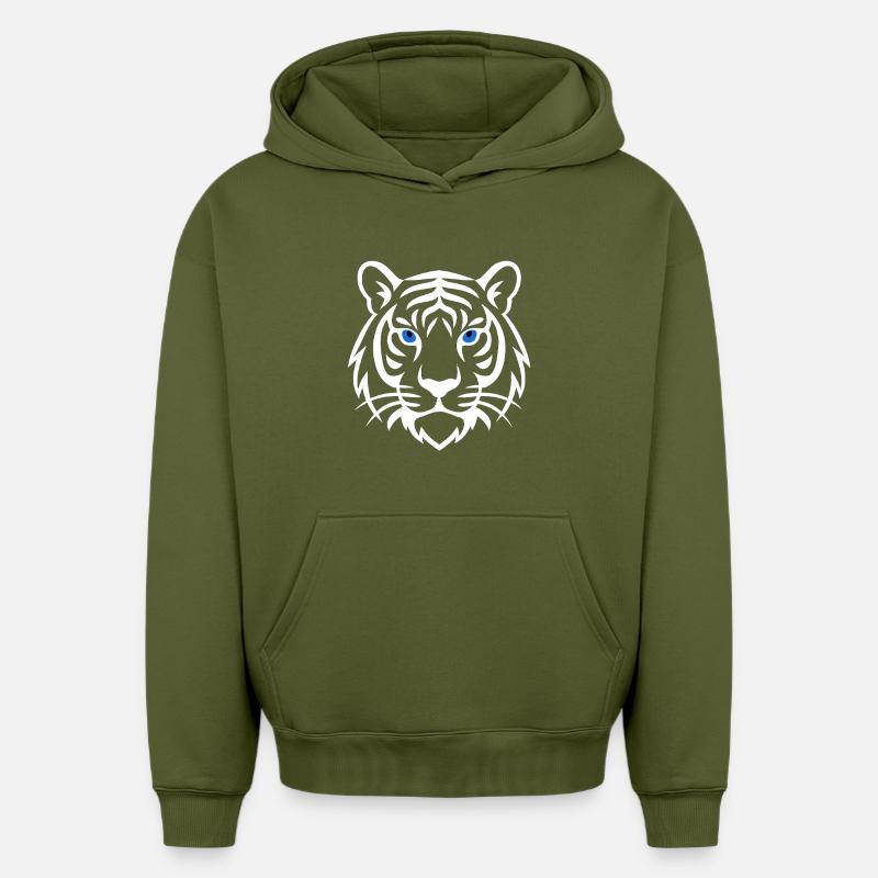 Tribu du Tigre Blanc - Sweat à capuche unisexe oversize épais SPREAD - kaki