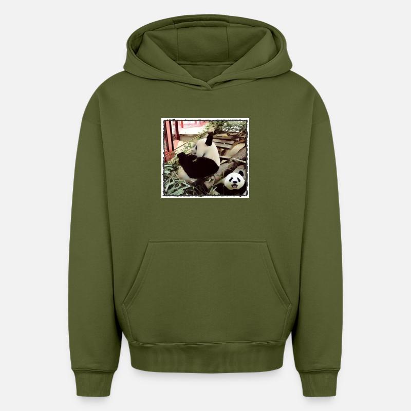 Mode Panda activé - Sweat à capuche unisexe oversize épais SPREAD - kaki