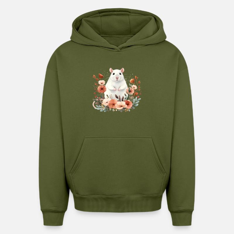 Rat - Sweat à capuche unisexe oversize épais SPREAD - kaki