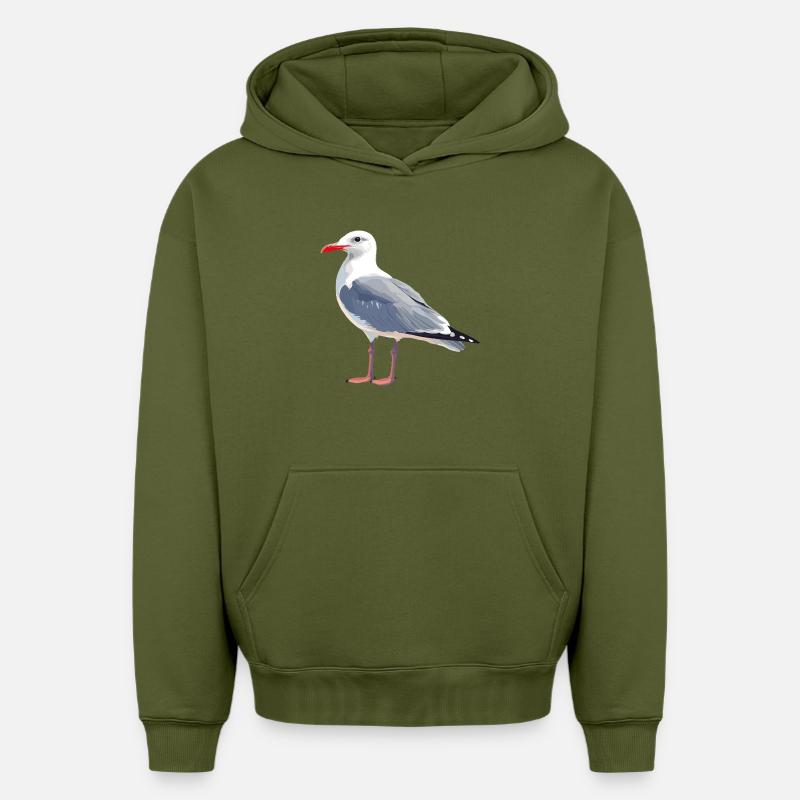 Mouette - Sweat à capuche unisexe oversize épais SPREAD - kaki