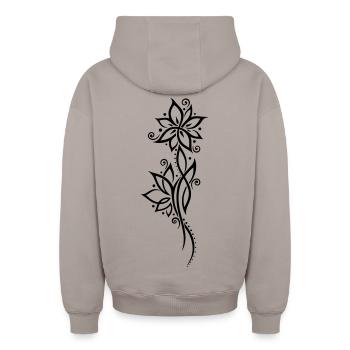 Lotus Lotusblüte Lotusblume Yoga - Oversized Heavyweight Unisex Zip Hoodie - Taupe - Hinten - AI Model Male 178 light (178cm)