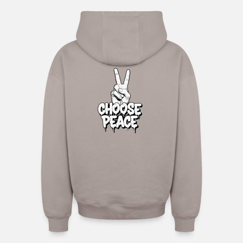 Choisissez Peace Graffiti - Sweat à capuche unisexe zippé oversize épais SPREAD - taupe