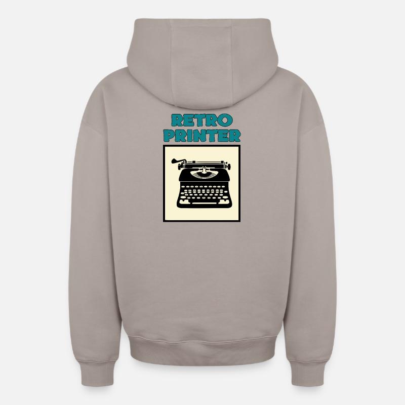 Retro printer - Sweat à capuche unisexe zippé oversize épais SPREAD - taupe