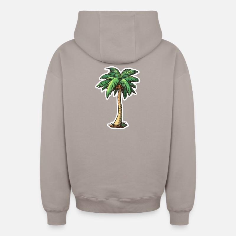 Palmier - Sweat à capuche unisexe zippé oversize épais SPREAD - taupe