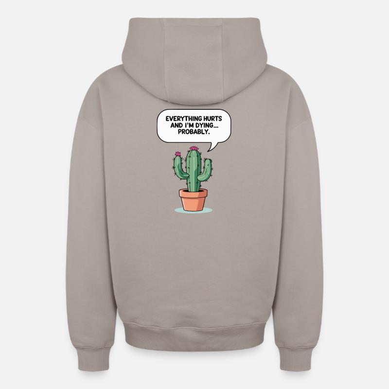 Cactus sarcastique - Sweat à capuche unisexe zippé oversize épais SPREAD - taupe
