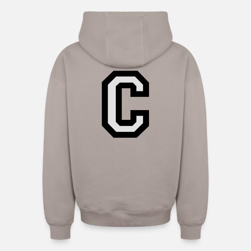 La lettre C - Sweat à capuche unisexe zippé oversize épais SPREAD - taupe