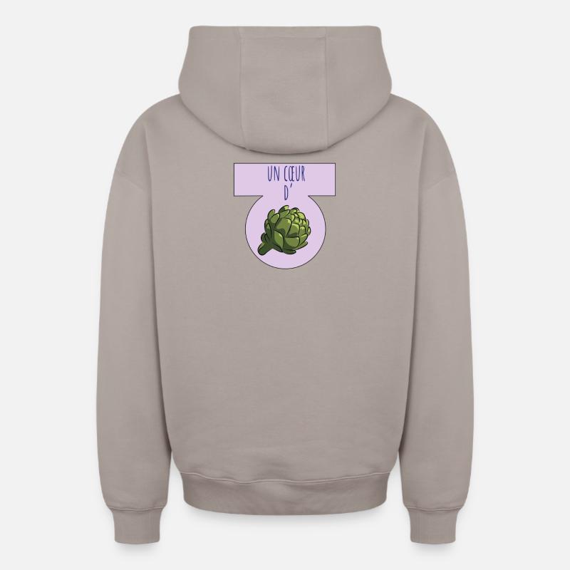 Un coeur d'artichaut - Sweat à capuche unisexe zippé oversize épais SPREAD - taupe