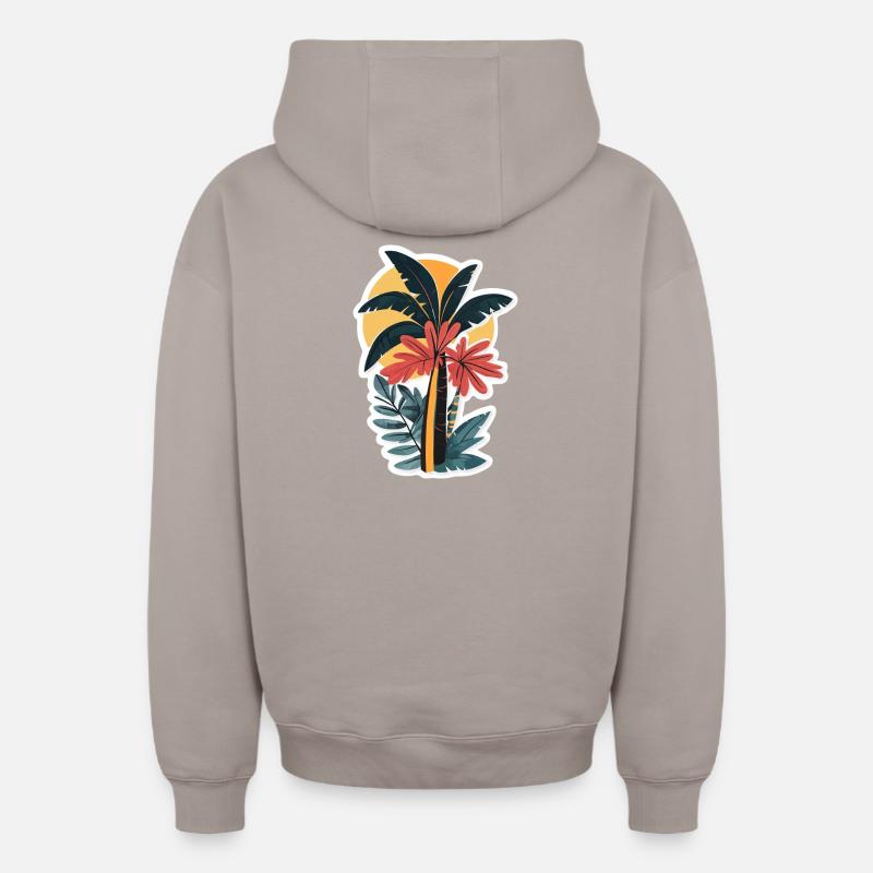 Palmier - Sweat à capuche unisexe zippé oversize épais SPREAD - taupe