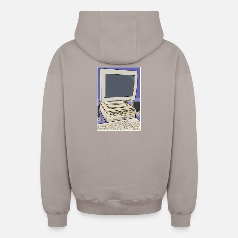 Retro-Computer-Desktop-Einrichtung - Oversized Heavyweight Unisex Zip Hoodie - Taupe