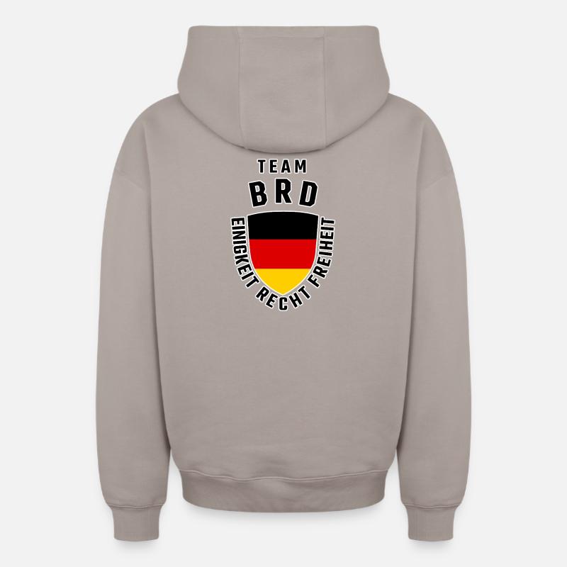 Team FRG Germany - Sweat à capuche unisexe zippé oversize épais SPREAD - taupe