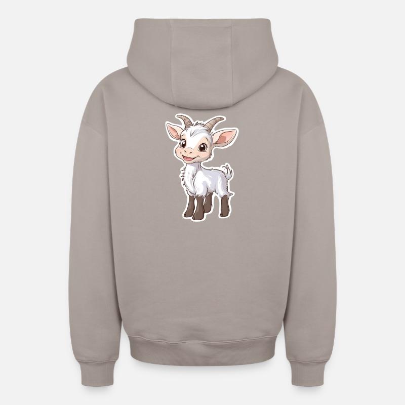 Chèvre - Sweat à capuche unisexe zippé oversize épais SPREAD - taupe