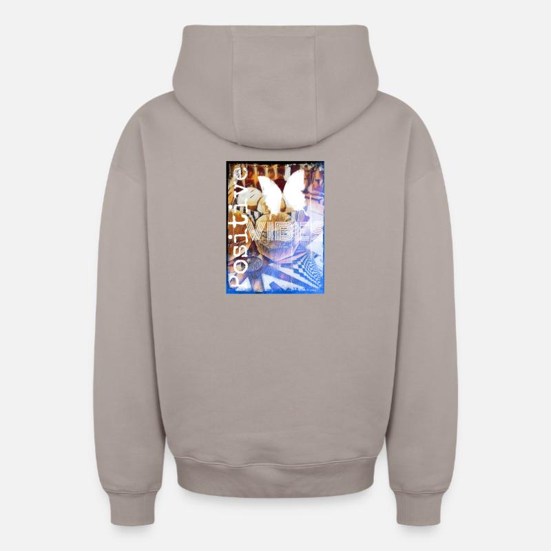 Ondes positives - Sweat à capuche unisexe zippé oversize épais SPREAD - taupe