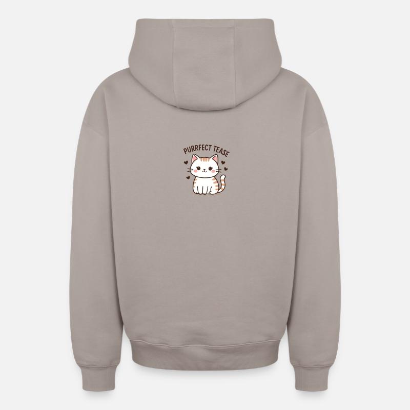 Mignon chat taquiner Slogan - Sweat à capuche unisexe zippé oversize épais SPREAD - taupe