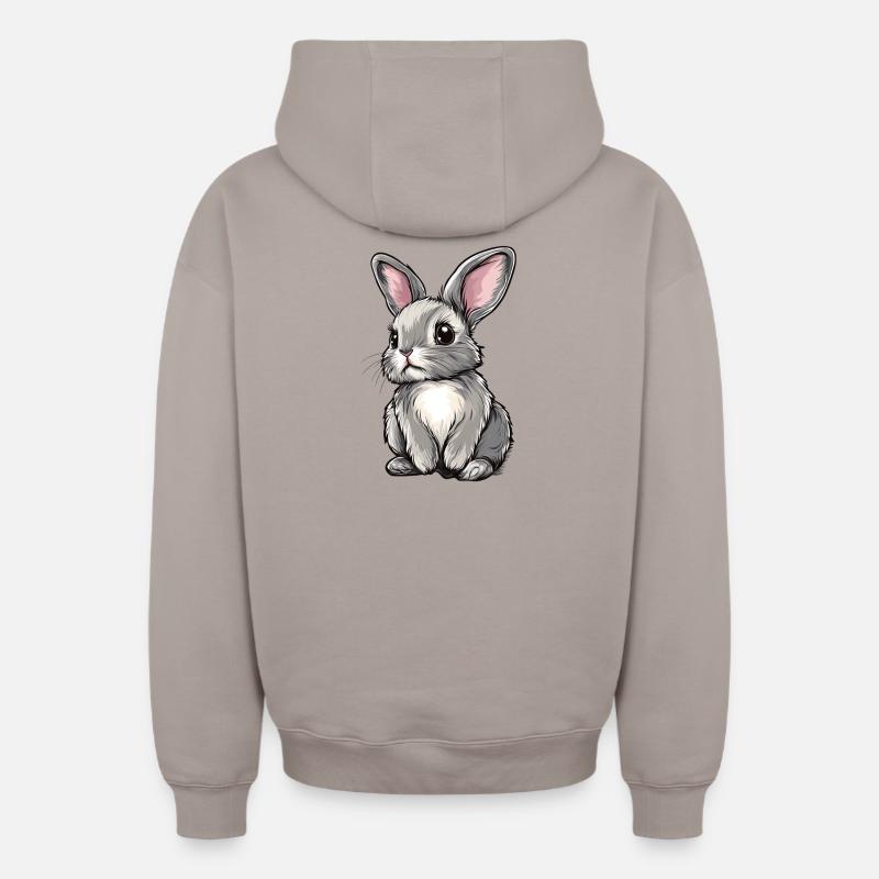 Lièvre - Sweat à capuche unisexe zippé oversize épais SPREAD - taupe