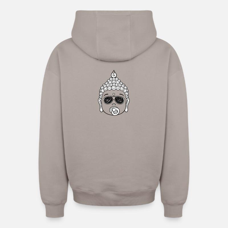 Buddha noir blanc lunettes - Sweat à capuche unisexe zippé oversize épais SPREAD - taupe