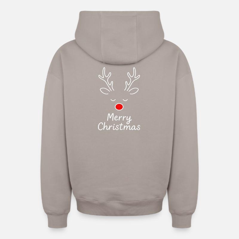 Visage de renne Joie de Noël - Sweat à capuche unisexe zippé oversize épais SPREAD - taupe