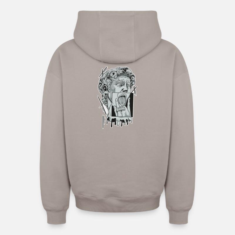 Sculpture de David - Sweat à capuche unisexe zippé oversize épais SPREAD - taupe