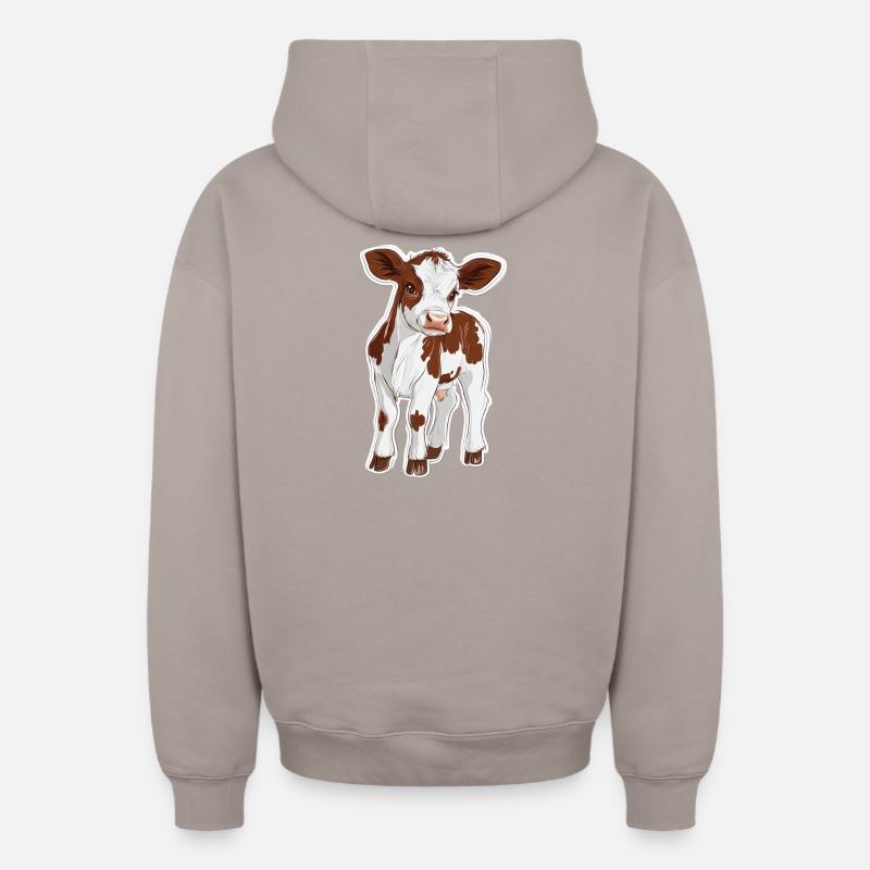 Vache - Sweat à capuche unisexe zippé oversize épais SPREAD - taupe