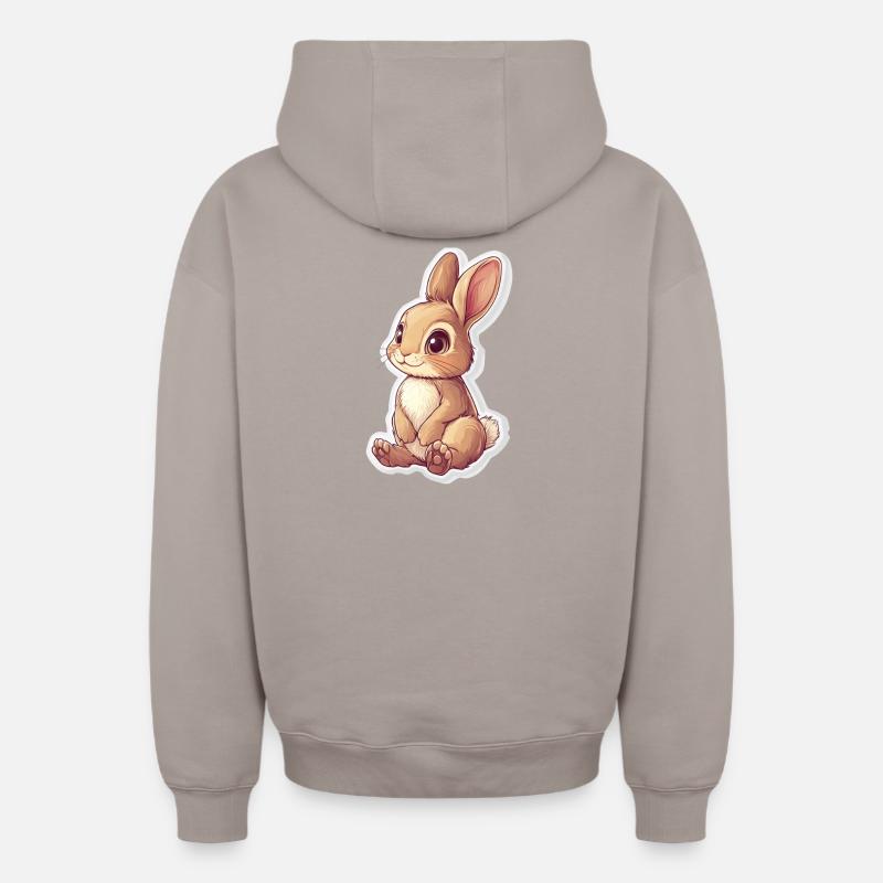 Lièvre - Sweat à capuche unisexe zippé oversize épais SPREAD - taupe