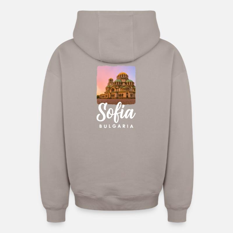 Sofia Bulgarie - Sweat à capuche unisexe zippé oversize épais SPREAD - taupe