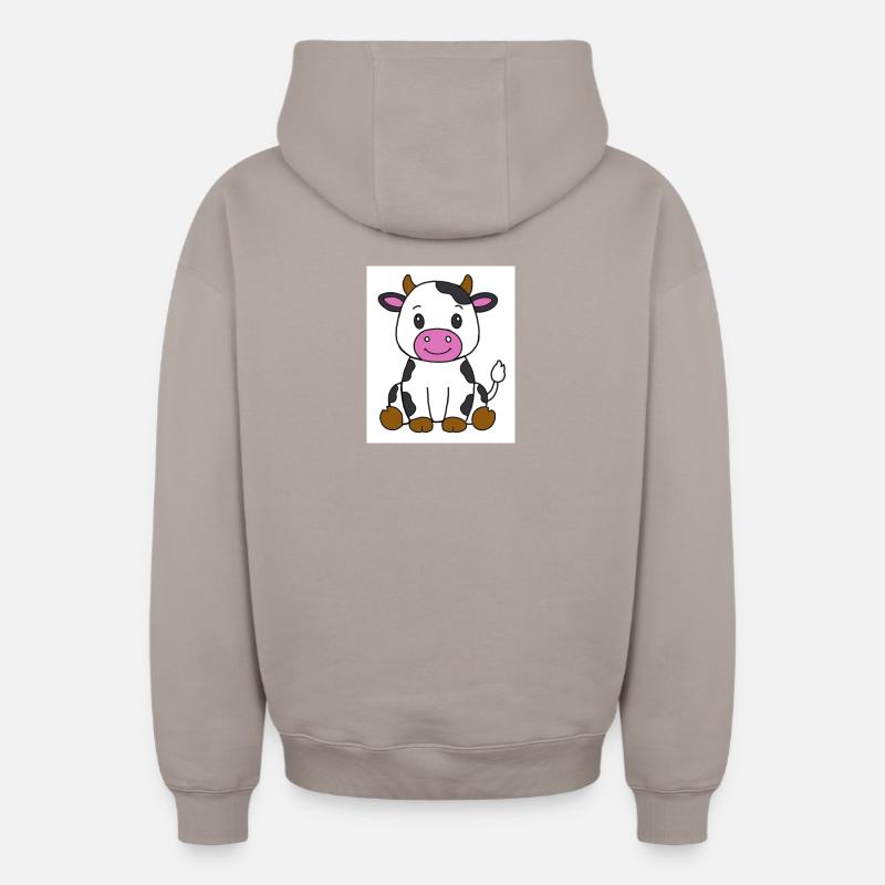 Vache - Sweat à capuche unisexe zippé oversize épais SPREAD - taupe