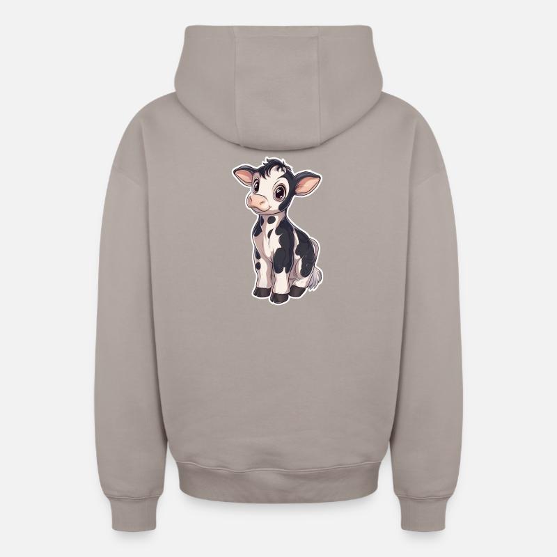 Vache - Sweat à capuche unisexe zippé oversize épais SPREAD - taupe