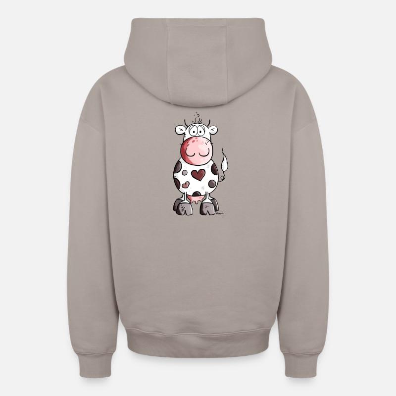 Belle vache - Sweat à capuche unisexe zippé oversize épais SPREAD - taupe
