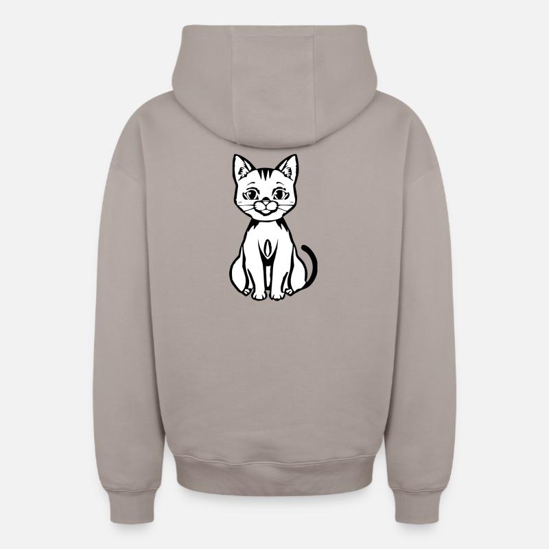 Drôle-Chat-Tshirt-Femme-white_Geschenk - Sweat à capuche unisexe zippé oversize épais SPREAD - taupe