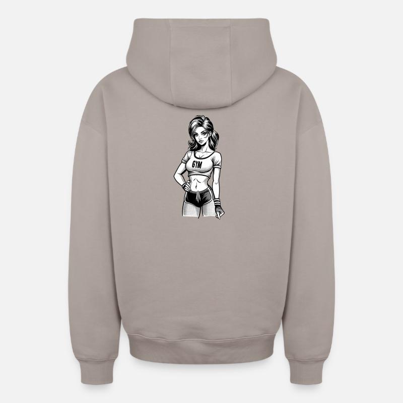 Fille de gym - Sweat à capuche unisexe zippé oversize épais SPREAD - taupe