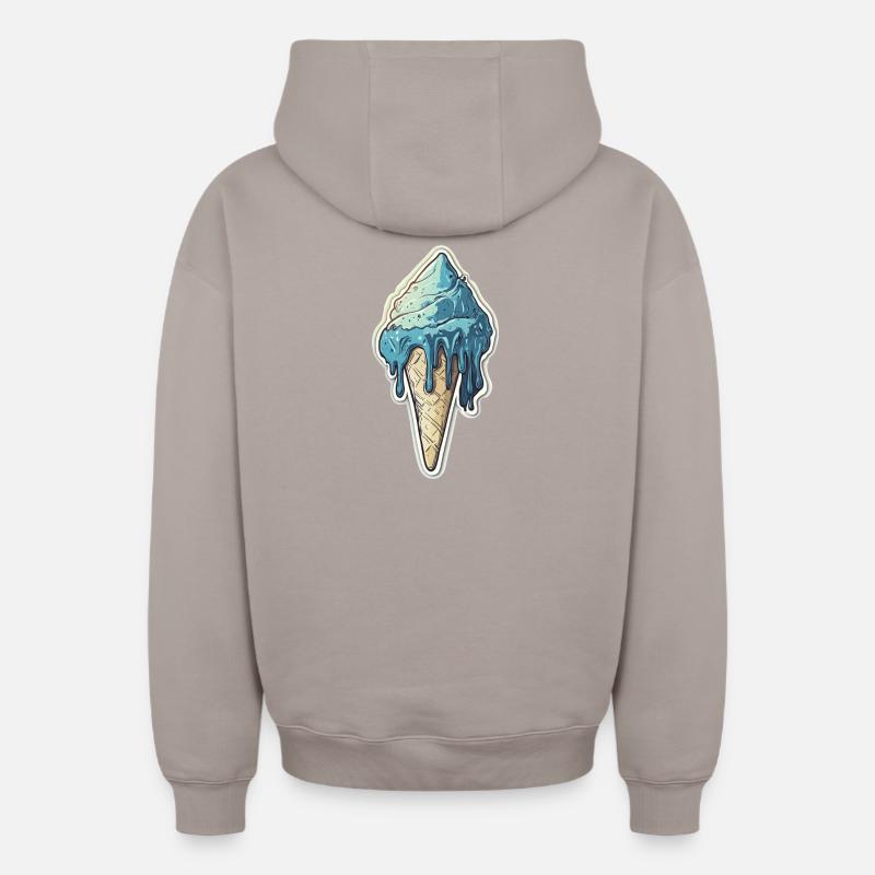 Eiscreme Eis - Oversized Heavyweight Unisex Zip Hoodie - Taupe