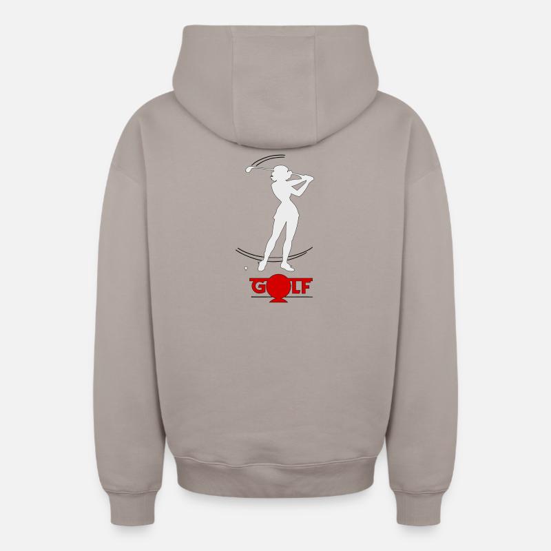Retro-Golfer - Oversized Heavyweight Unisex Zip Hoodie - Taupe