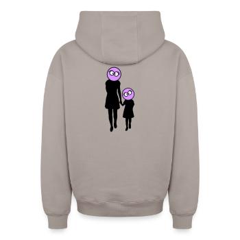 Family Silhouette Dear Children Parents Mom Dad - Oversized Heavyweight Unisex Zip Hoodie - taupe - Back - AI Model Male 178 light (178cm)