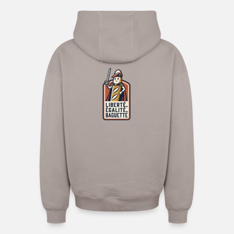 La baguette patriote 🇫🇷 - Sweat à capuche unisexe zippé oversize épais SPREAD - taupe