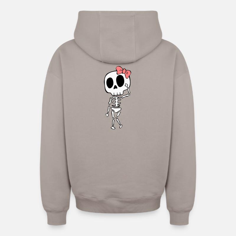 Femme squelette - Sweat à capuche unisexe zippé oversize épais SPREAD - taupe