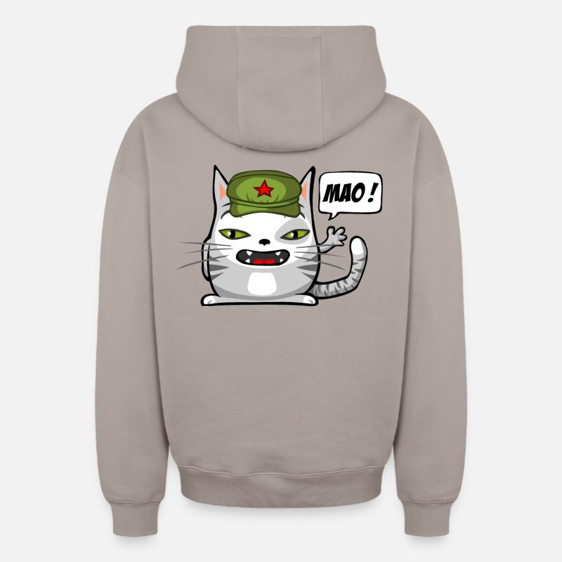 Cat communiste - Sweat à capuche unisexe zippé oversize épais SPREAD - taupe
