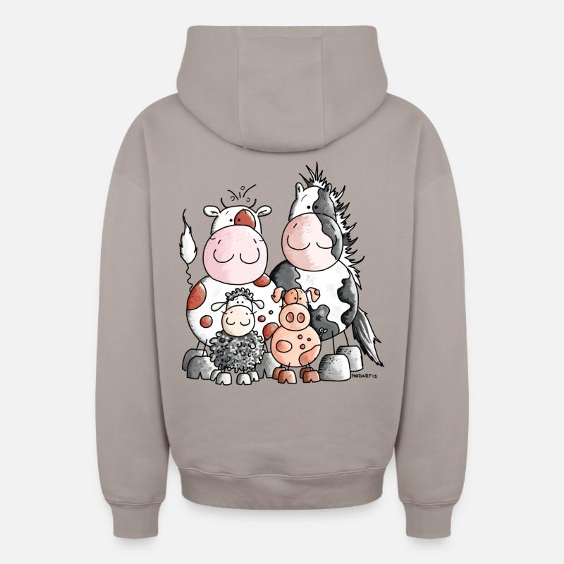 Animaux de ferme drôle - Sweat à capuche unisexe zippé oversize épais SPREAD - taupe