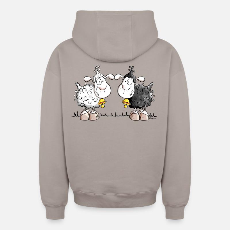 Deux Moutons - Sweat à capuche unisexe zippé oversize épais SPREAD - taupe