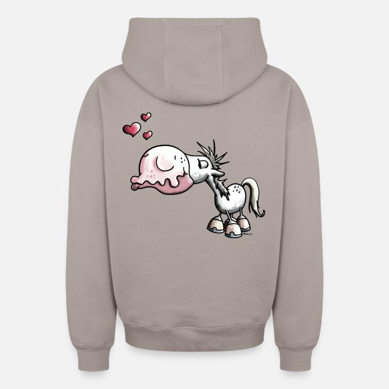 Cheval Baiser - Sweat à capuche unisexe zippé oversize épais SPREAD - taupe