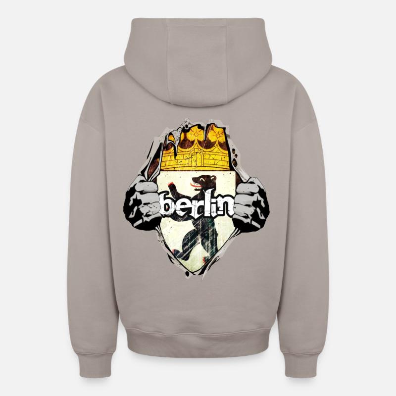 Berlin - Sweat à capuche unisexe zippé oversize épais SPREAD - taupe