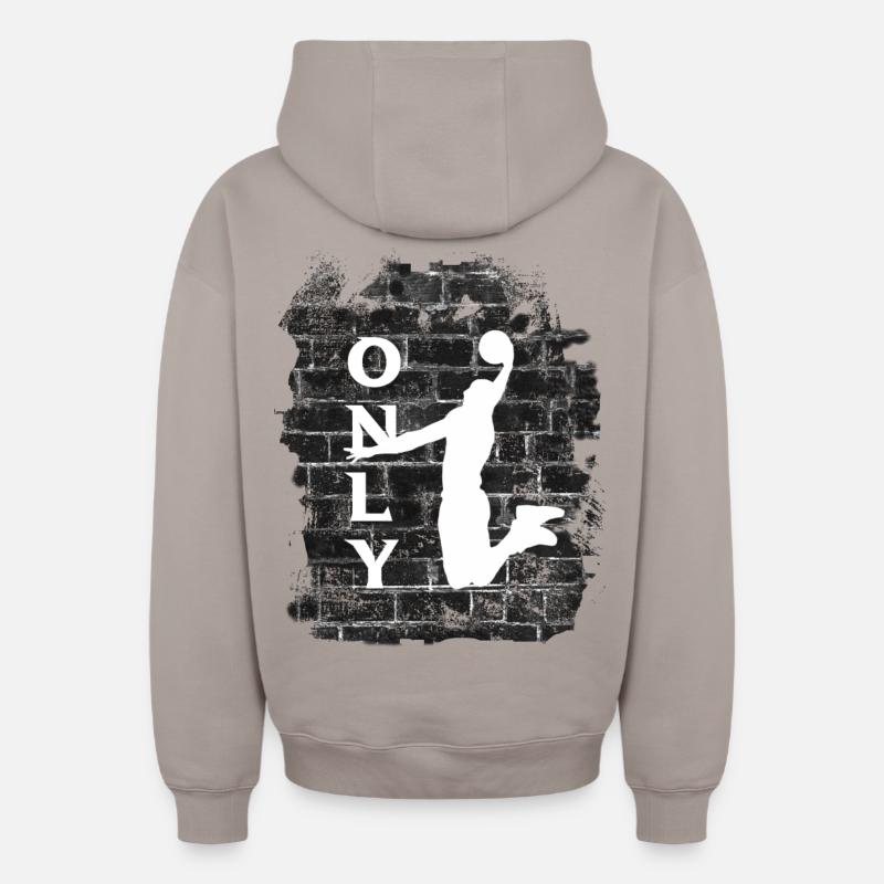 BASKET-BALL - Sweat à capuche unisexe zippé oversize épais SPREAD - taupe