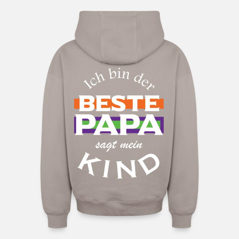 Ich bin der beste Papa - Oversized Heavyweight Unisex Zip Hoodie - Taupe