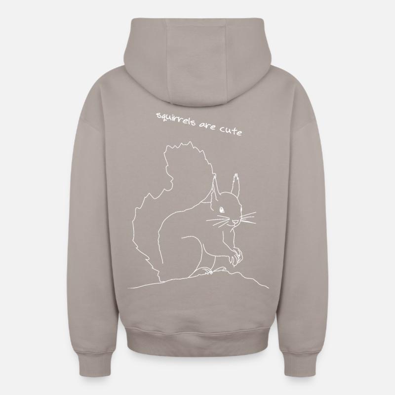 Lineart écureuil - Sweat à capuche unisexe zippé oversize épais SPREAD - taupe