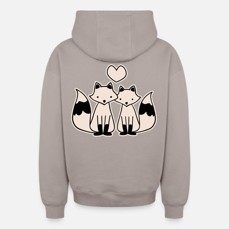Renards amoureux - Sweat à capuche unisexe zippé oversize épais SPREAD - taupe