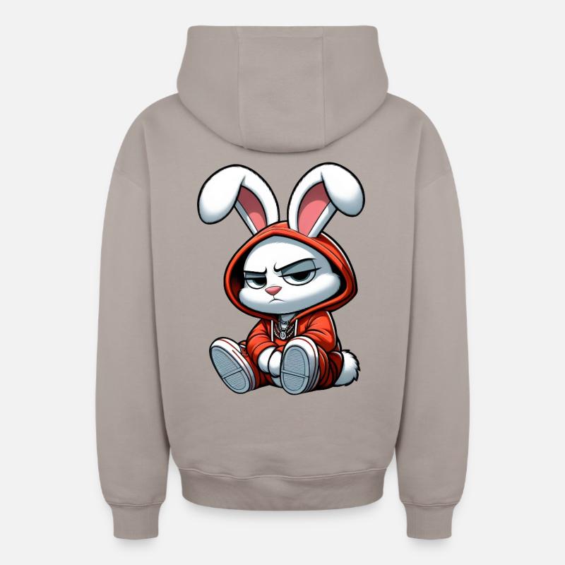 lapin hiphop capuche - Sweat à capuche unisexe zippé oversize épais SPREAD - taupe