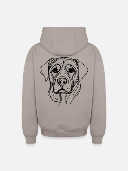 Dog_line_art_1 - Oversized Heavyweight Unisex Zip Hoodie - Taupe