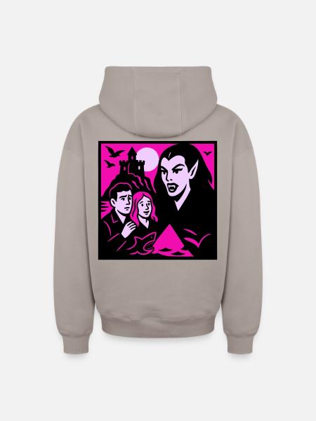 Vampire Countess - Oversized Heavyweight Unisex Zip Hoodie - taupe
